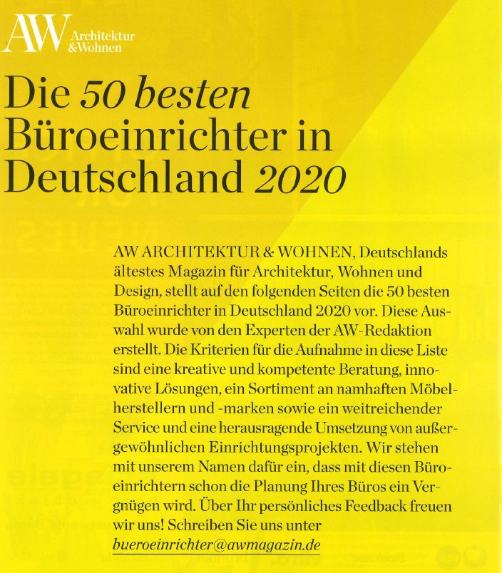 Architektur & Wohnen - Die 50 besten Büroeinrichter Deutschlands